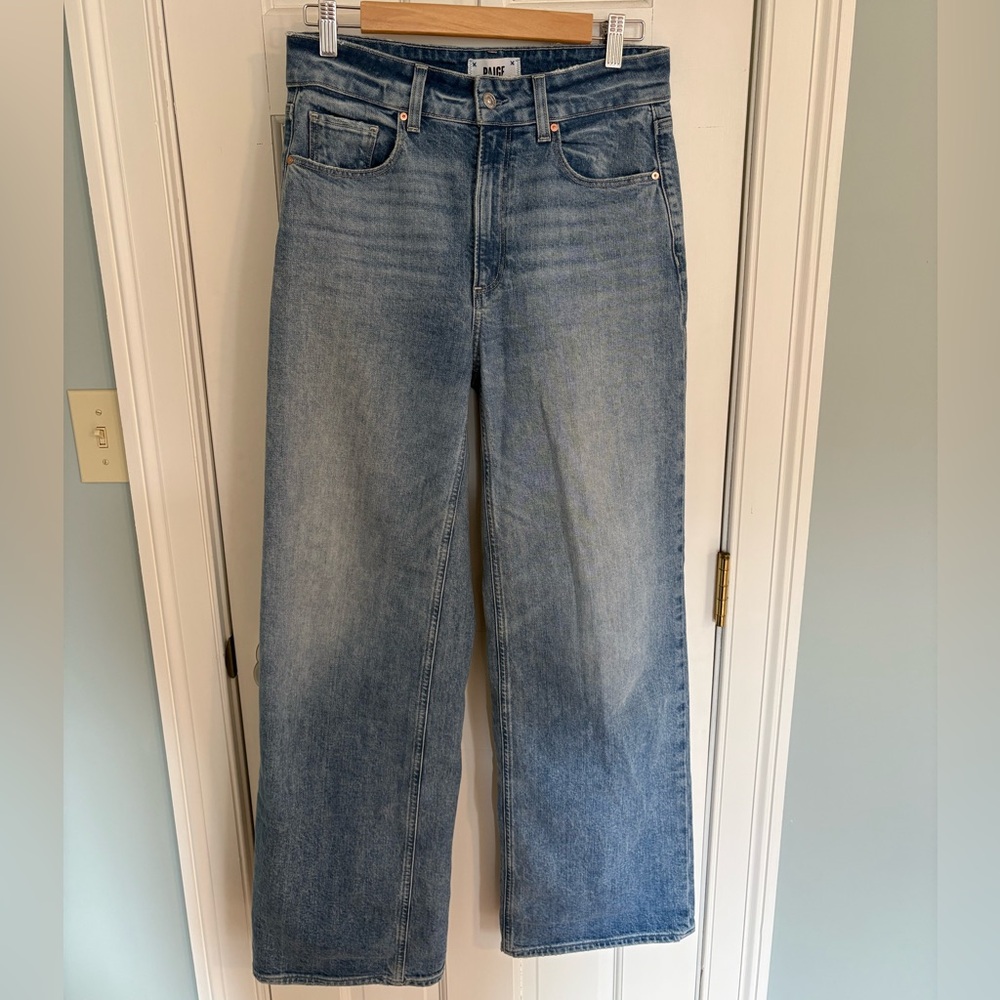 PAIGE Sasha High Rise Wide Leg Jeans Magnifique Wash Size 28, 32” Inseam - Picture 2 of 7